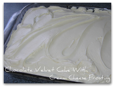 Chocolate Velvet Cake With Cream Cheese Frosting