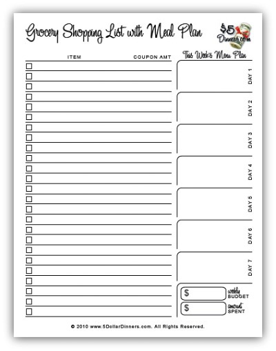 Online Grocery Shopping on Free Printable Meal Planners And Grocery Shopping Lists
