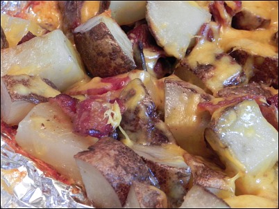 cheese and bacon grilled potatoes