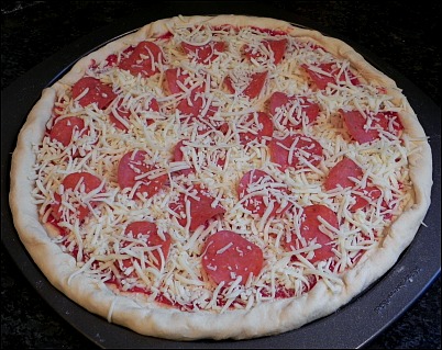 pepperoni pizza before baking
