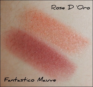 Milani baked blush swatches fantastico mauve and rose d'oro