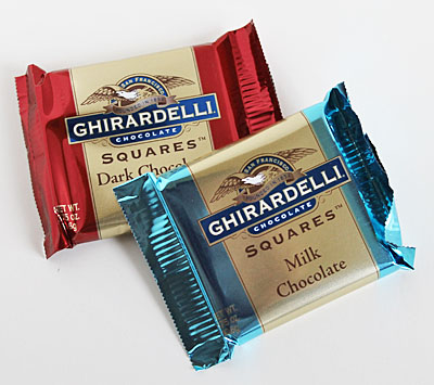 Ghirardelli milk and dark chocolate squares