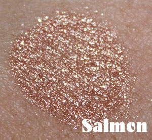 Salmon shimmer roll on swatch by NYX
