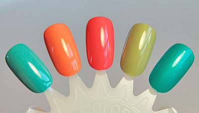 Aquadelic, Haute as Hello, Sugar High, Navigate Her, Turned up Turquoise swatches