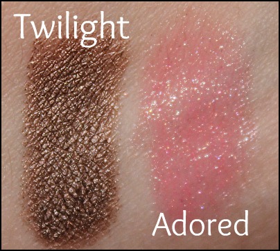 Mally Twilight and Tarte Adored swatches
