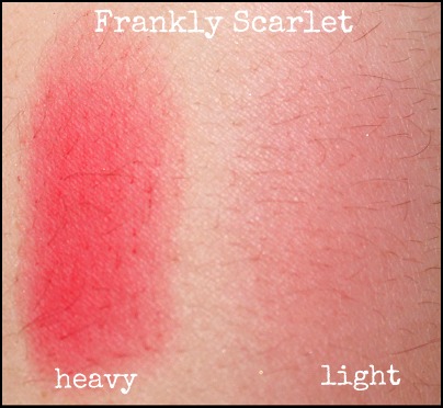 mac frankly scarlet blush swatches