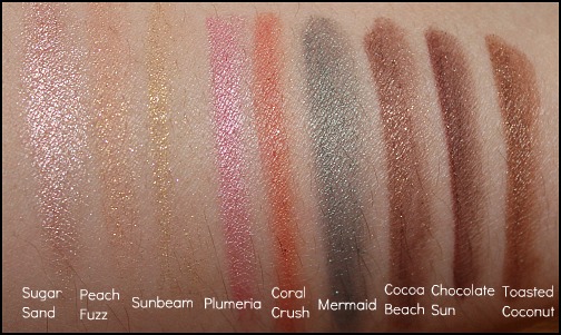 Too Faced summertime sexy summer eye palette eyeshadow swatches