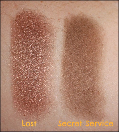 Urban Decay Lost and Secret Service Eyeshadow swatches