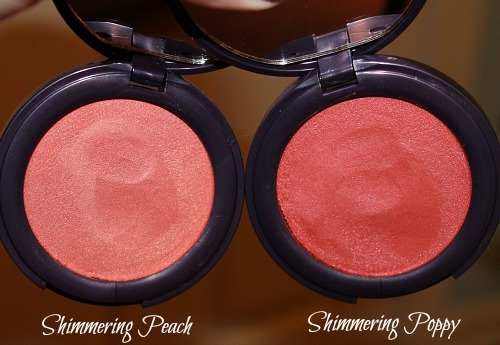Tarte airblush blush Shimmering Peach and Shimmering Poppy comparison