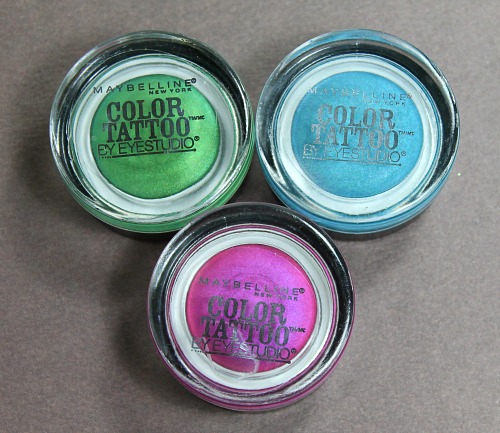 Maybelline 24hr Color Tattoo Limited Edition Eyeshadows in Fuchsia Fever, Test My Teal and Ready, Set, Green