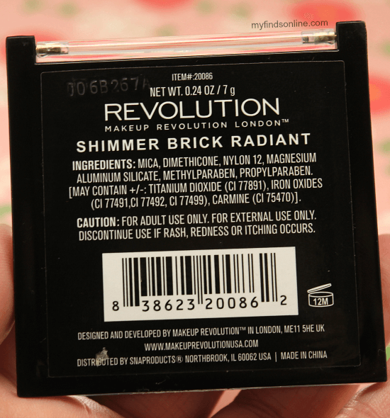 Makeup Revolution Shimmer Brick Radiant / myfindsonline.com