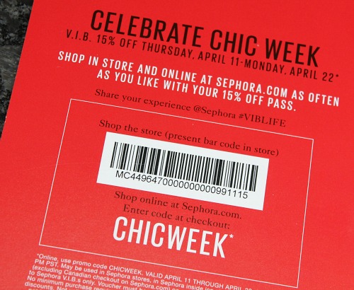 Sephora 2013 Beauty Insider Chic Week 15% Off Coupon Code Sale