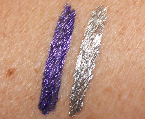 NYX Extreme Purple and Extreme Silver Studio Liquid Liner Swatches