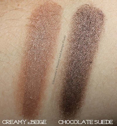 Maybelline Leather Color Tattoo 24hr Cream Eyeshadow Swatches in Creamy Beige and Chocolate Suede