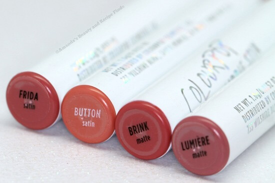 Colourpop Lippie Stix: Frida, Button, Lumiere & Brink