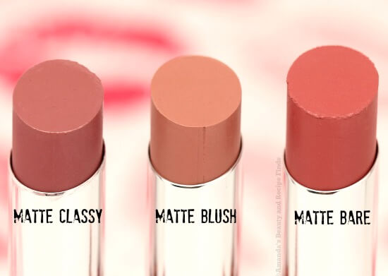 Jordana Modern Matte Lipstick: Matte Classy, Matte Blush and Matte Bare