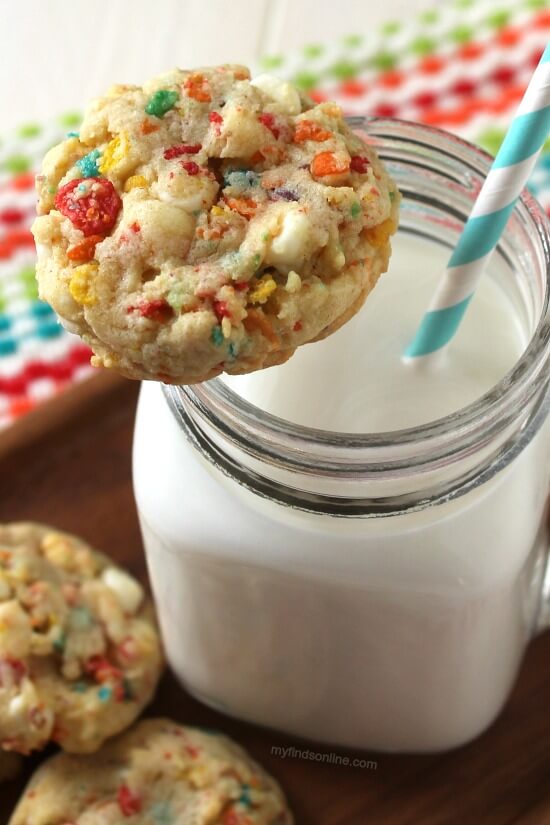 Fruity Pebbles White Chocolate Chip Cookies