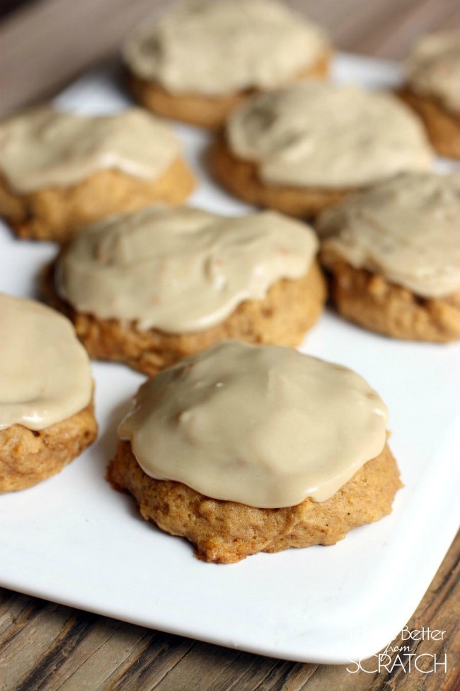 Pumpkin Cookies With Caramel Frosting