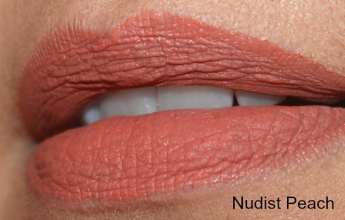 Wet N Wild Nudist Peach Liquid Catsuit Matte Lipstick Swatch / myfindsonline.com