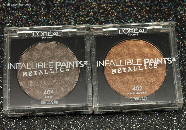 L'Oreal Infallible Paints Metallics Eyeshadow in Caged and Brass Knuckles / myfindsonline.com