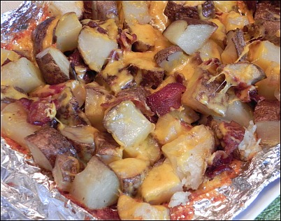 cheese and bacon grilled potatoes
