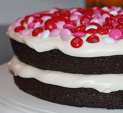 Chocolate Pudding Cake With Vanilla Cream Cheese Frosting