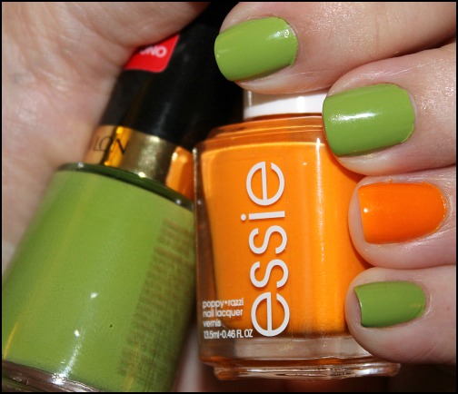 Revlon Sassy and Essie Action nail polish