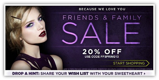 Urban Decay Spring 2013 friends and family sale