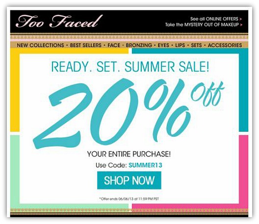 Too Faced 20% Off Summer Sale