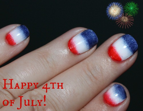 4th of July Red, White and Blue Nail Polish Gradient