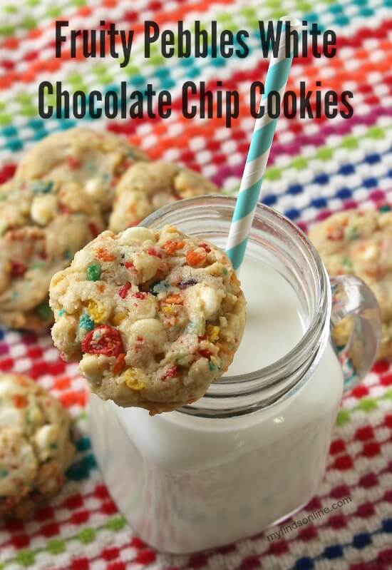Fruity Pebbles White Chocolate Chip Cookies / myfindsonline.com