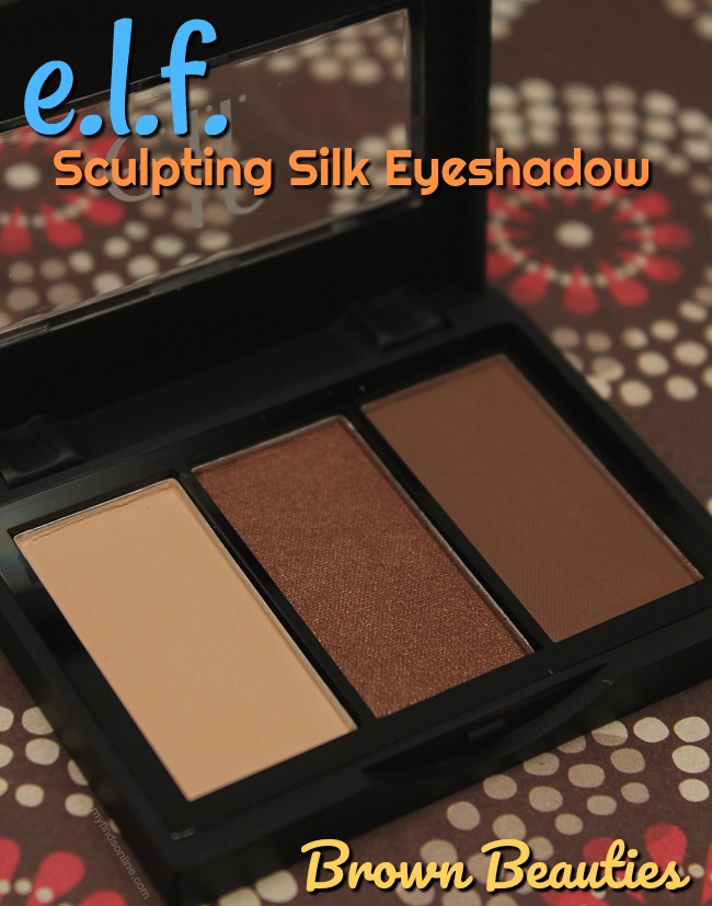 e.l.f. Brown Beauties Sculpting Silk Eyeshadow Trio Pics, Review and Swatches / myfindsonline.com